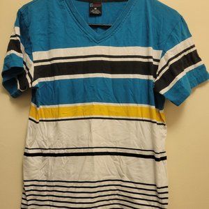 Men's V-Neck Striped Shirt-Med